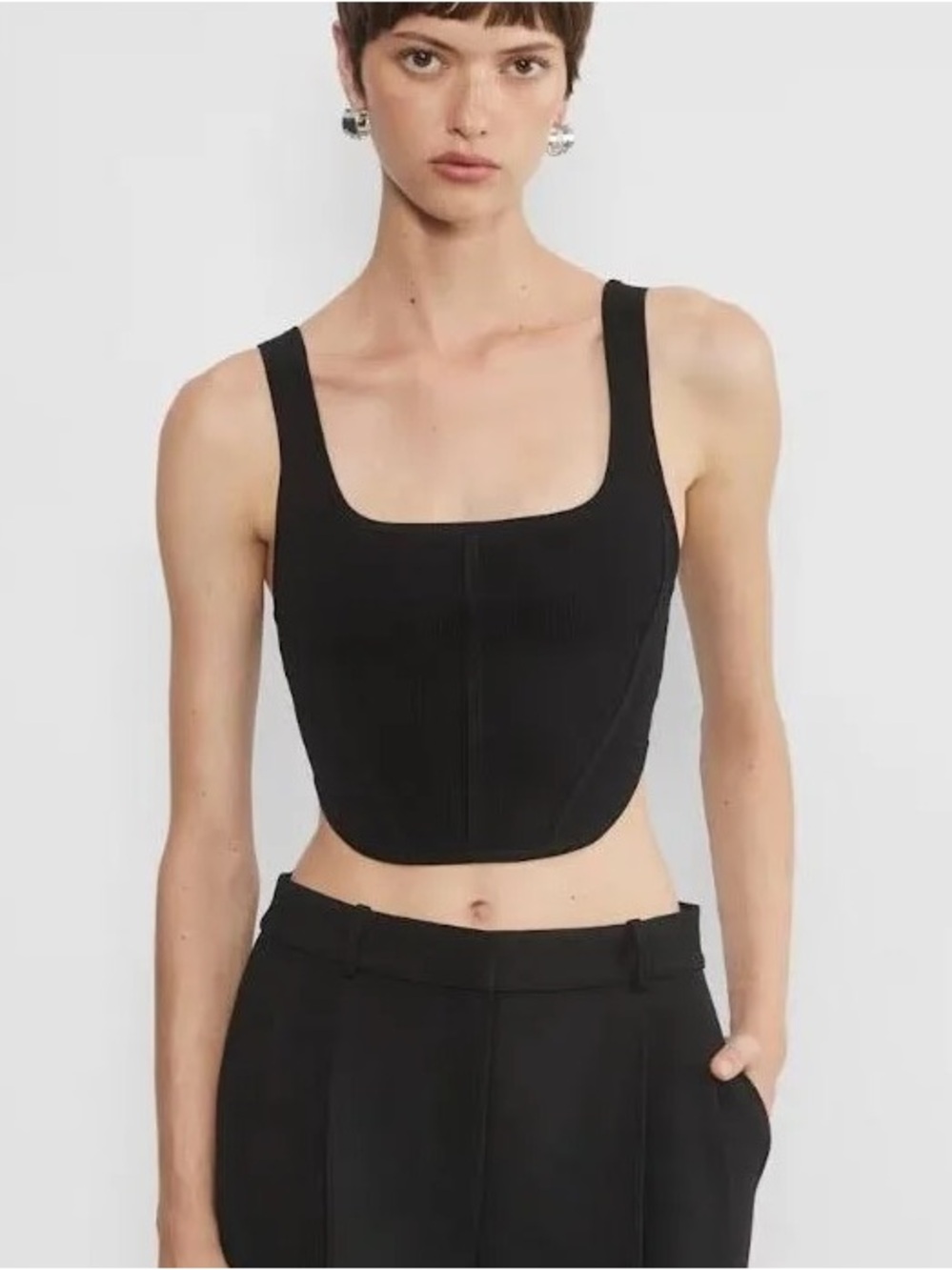 Babaton from Aritzia Women’s Black Sculpt Knit Bustier Tank, Size Medium